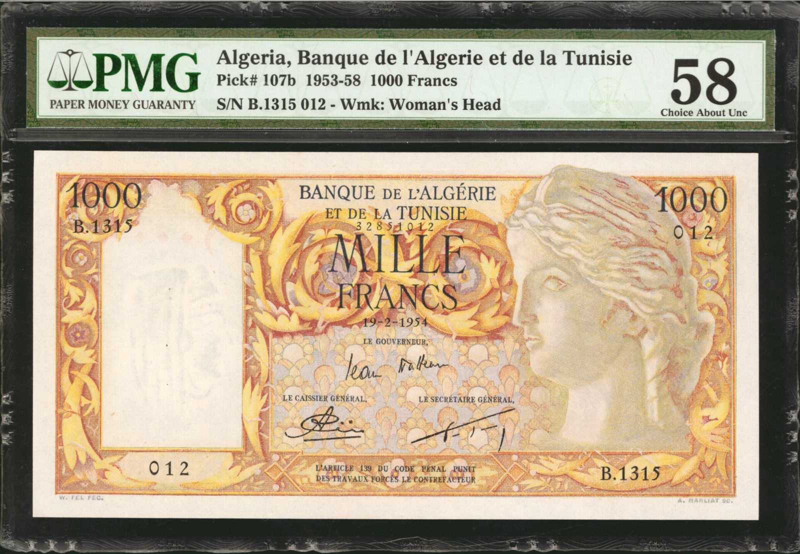 image for: Algeria  100 nouveaux francs(B202b)