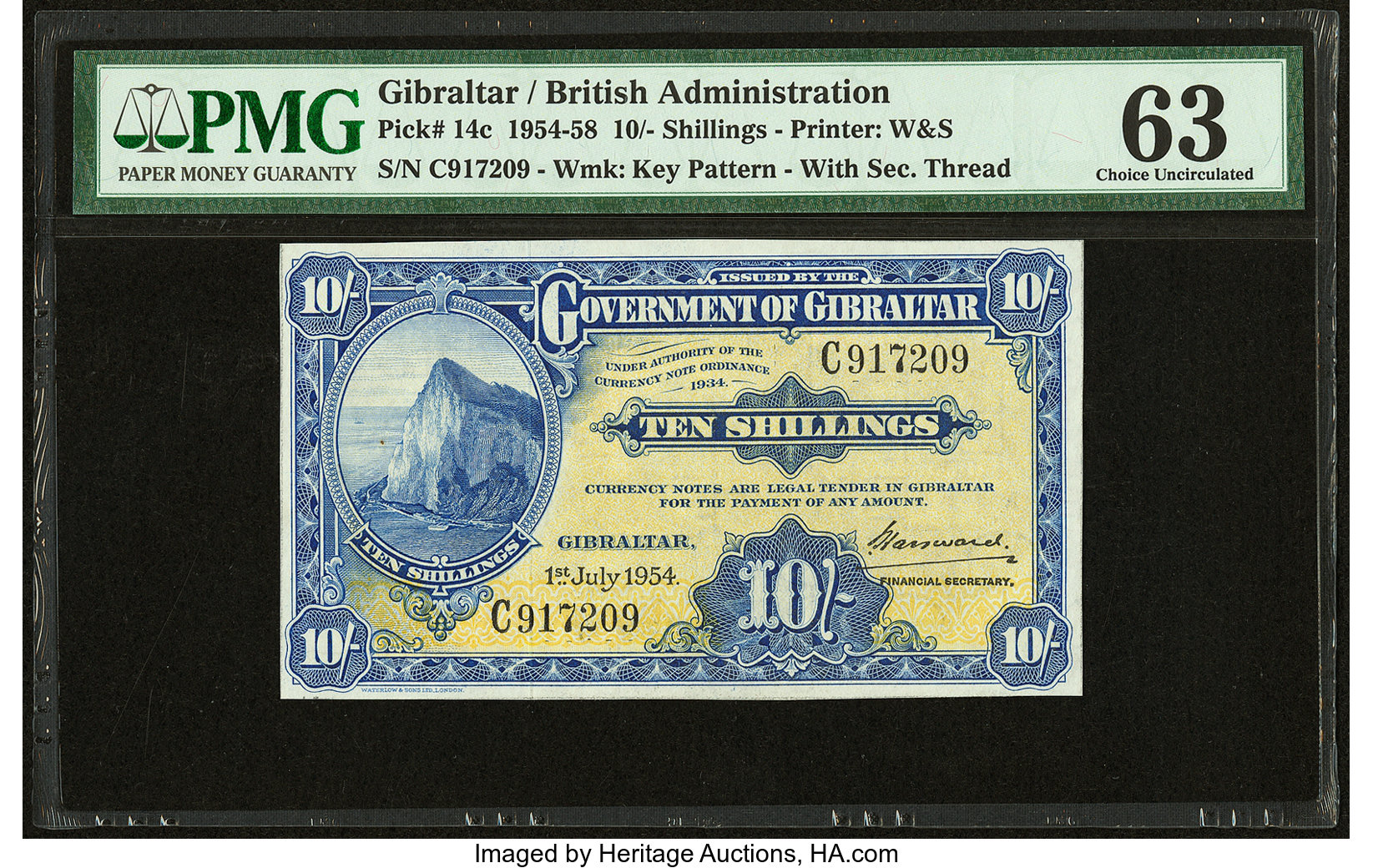 image for: Gibraltar  10 shillings (B115b)