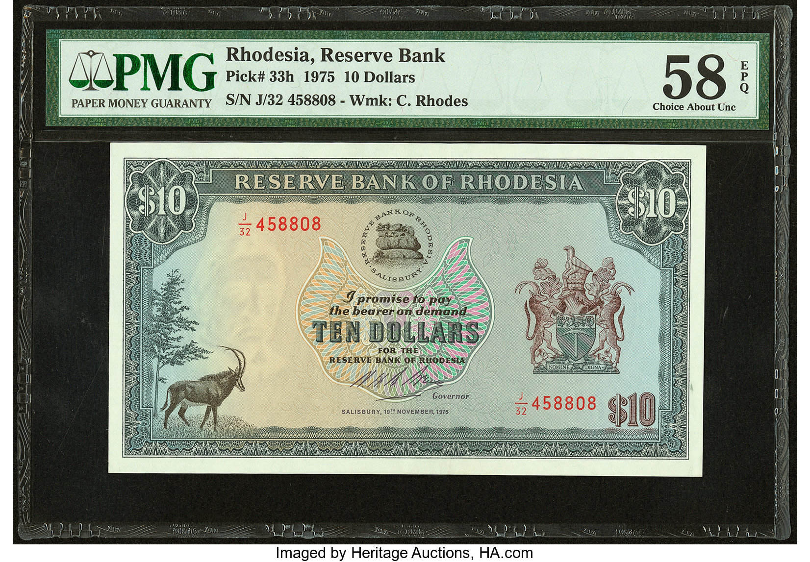 image for: Rhodesia  10 dollars(B110a)