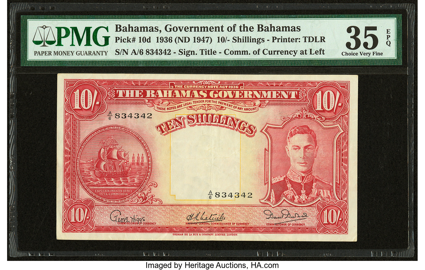 image for: Bahamas  10 shillings(B109bs)