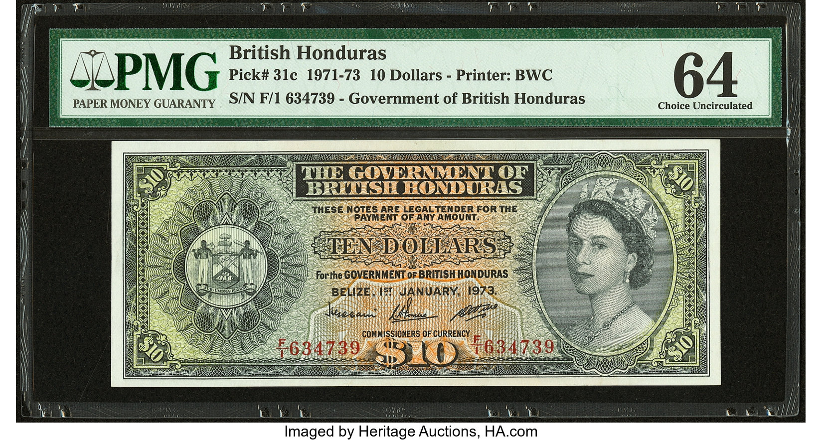 image for: British Honduras  10 dollars (B130as)