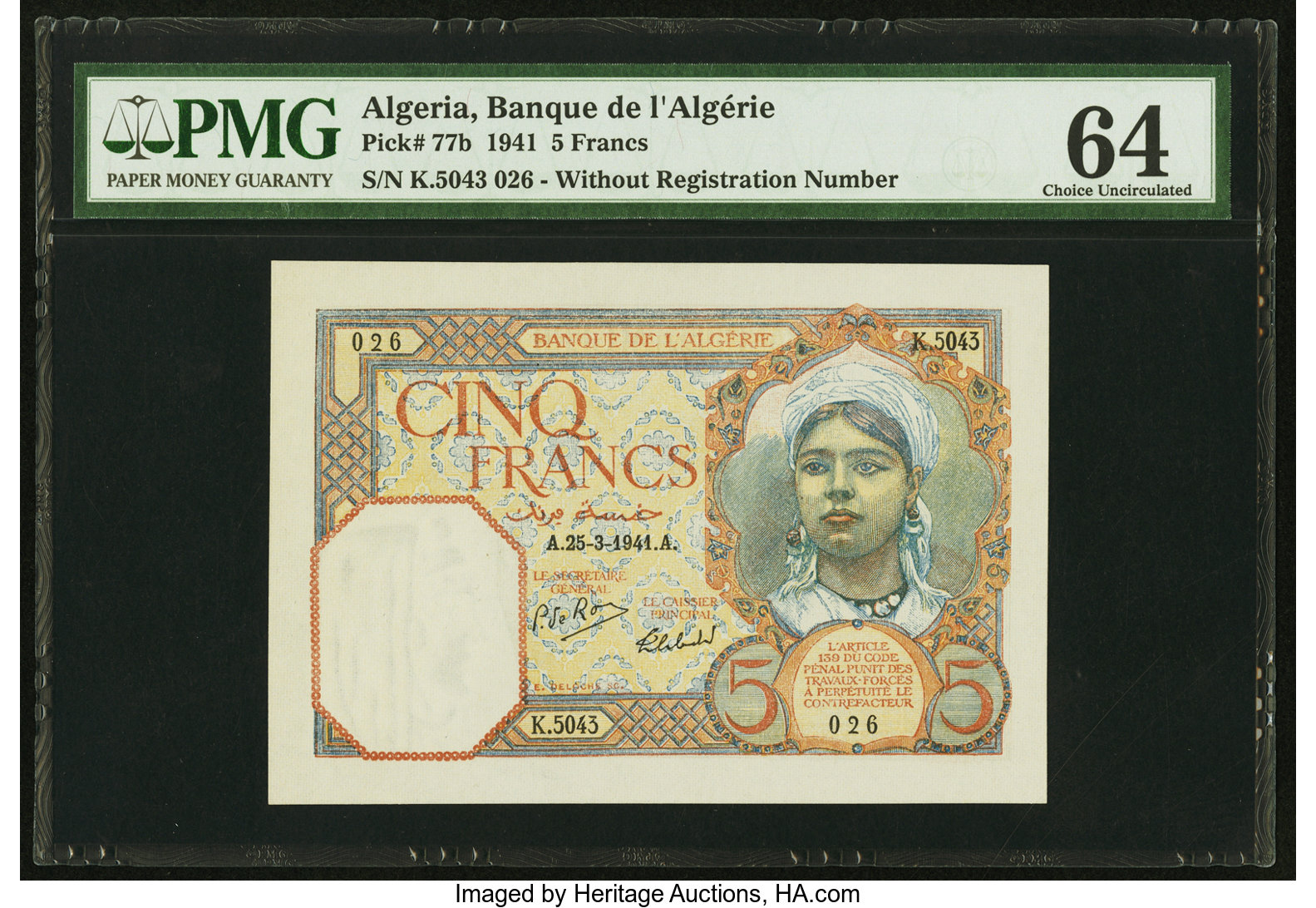 image for: Algeria  1,000 francs(B129as1)