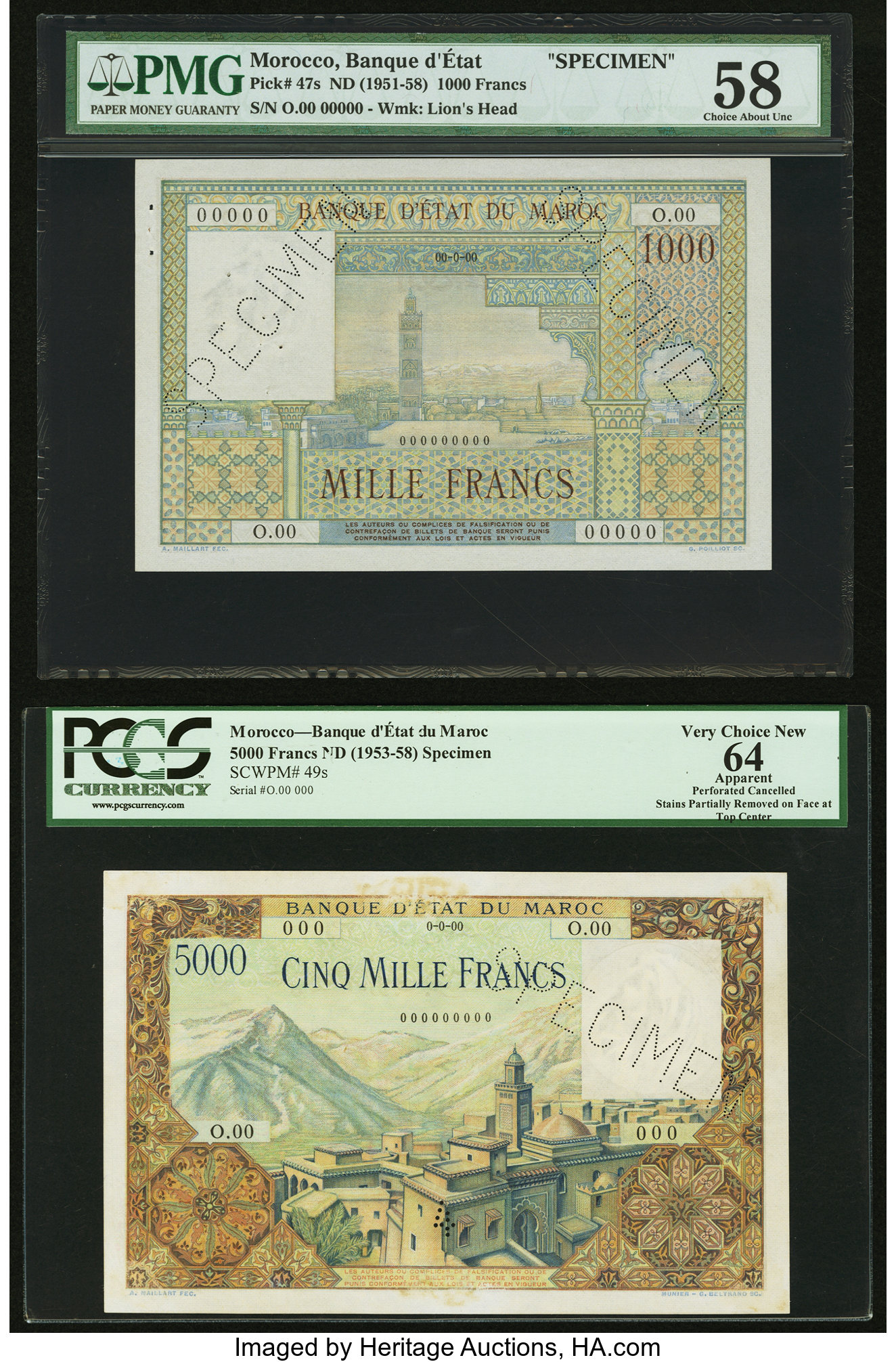 image for: Morocco  10,000 francs(B230as)