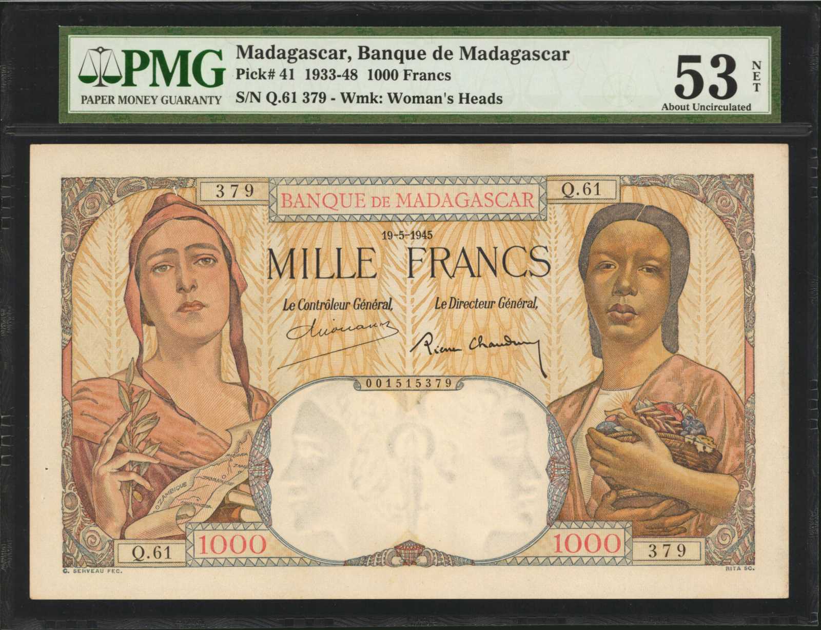 image for: Madagascar  1,000 francs(B208d)