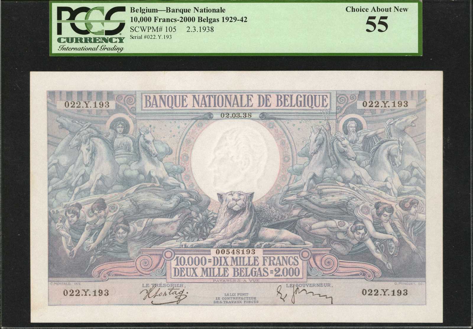image for: Belgium  10,000 francs / 2,000 belgas (B568a)