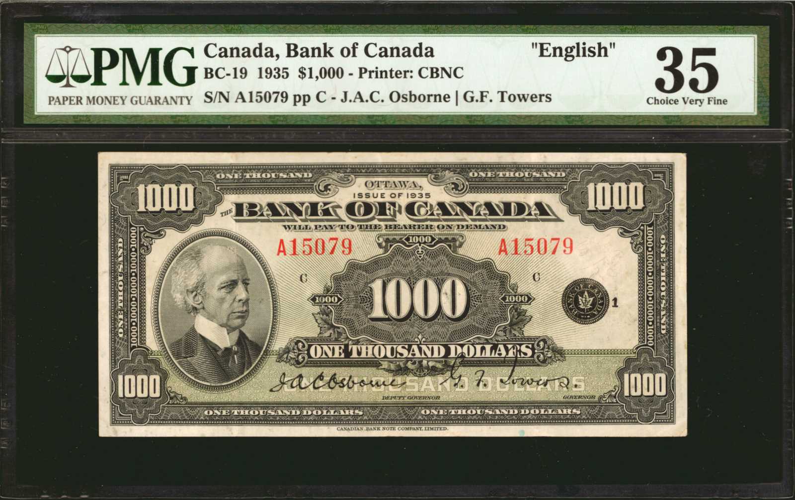 image for: Canada  1,000 dollars (B319a)