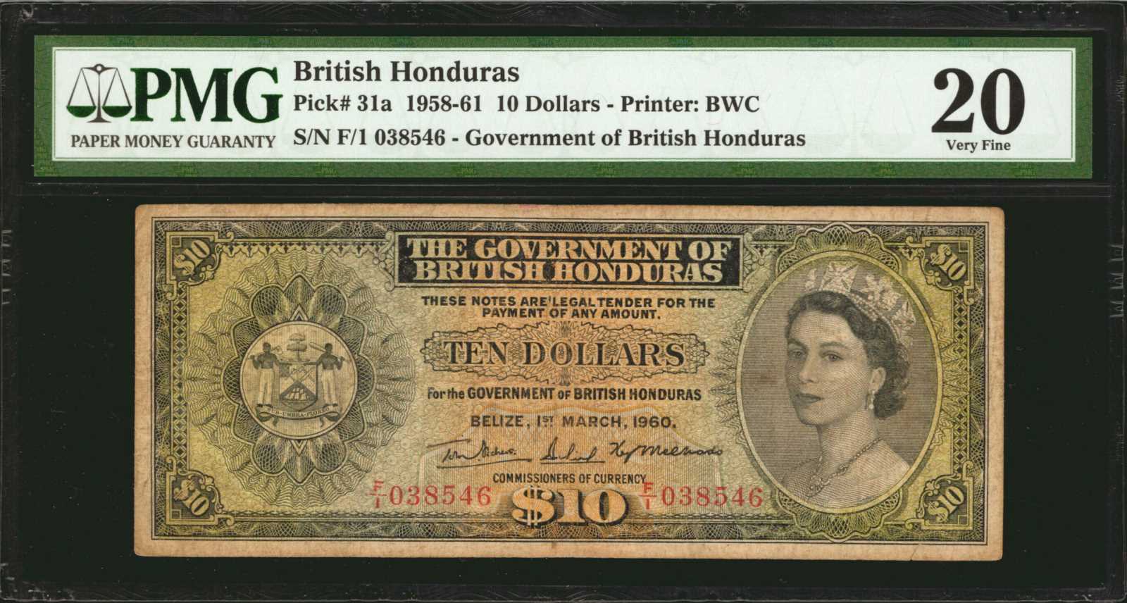 image for: British Honduras  10 dollars (B130as)