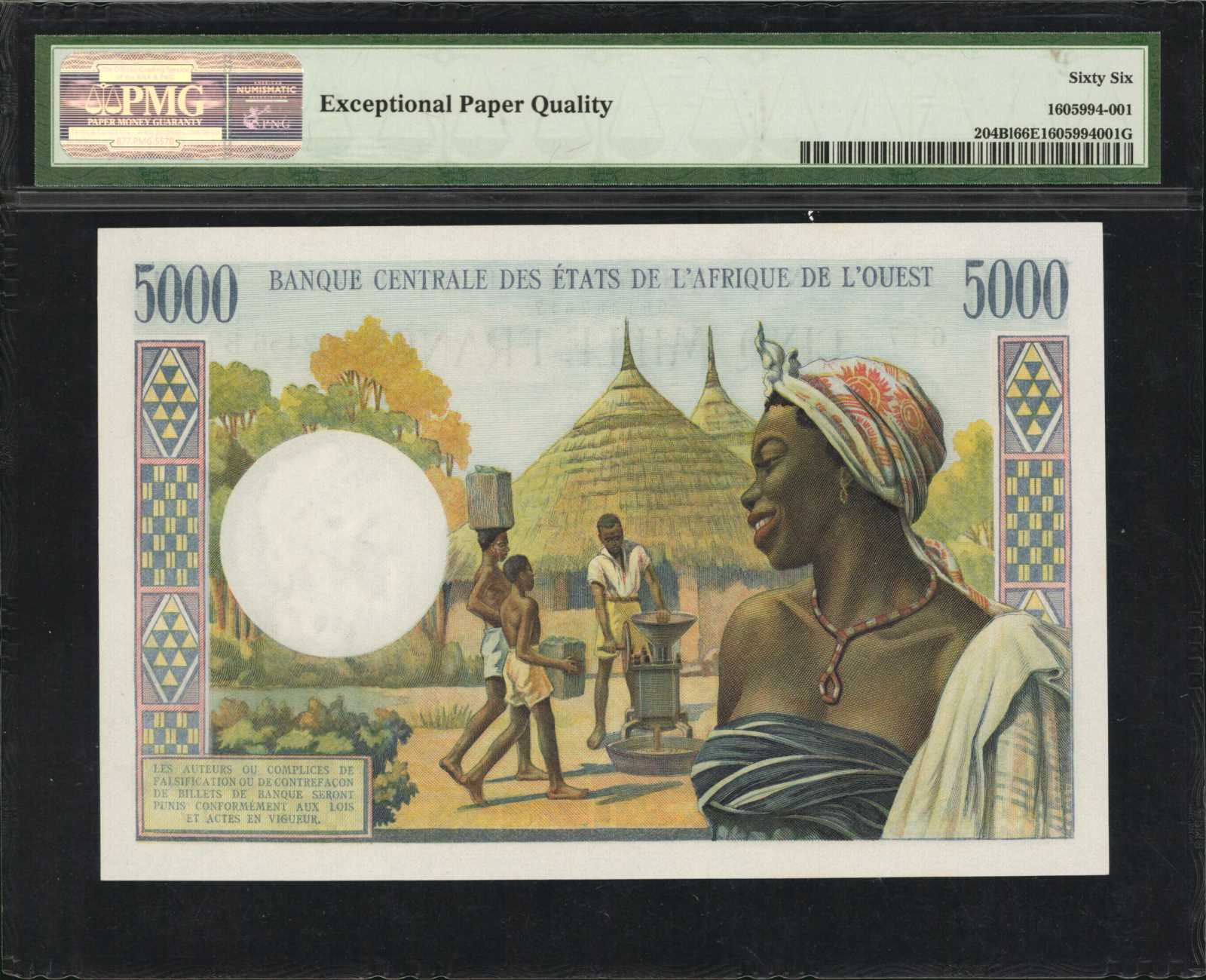 image for: West African States  5,000 francs (B109Be)
