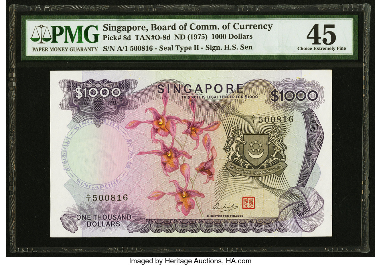 image for: Singapore  1,000 dollars (B108as)