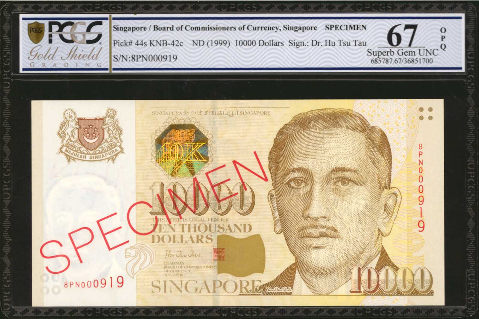 image for: Singapore  10,000 dollars (B138a)