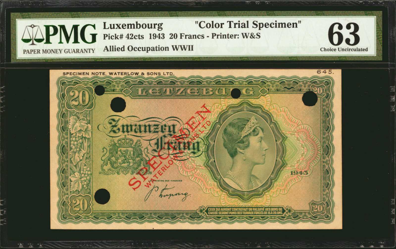 image for: Luxembourg  20 frang (francs) (B327a)