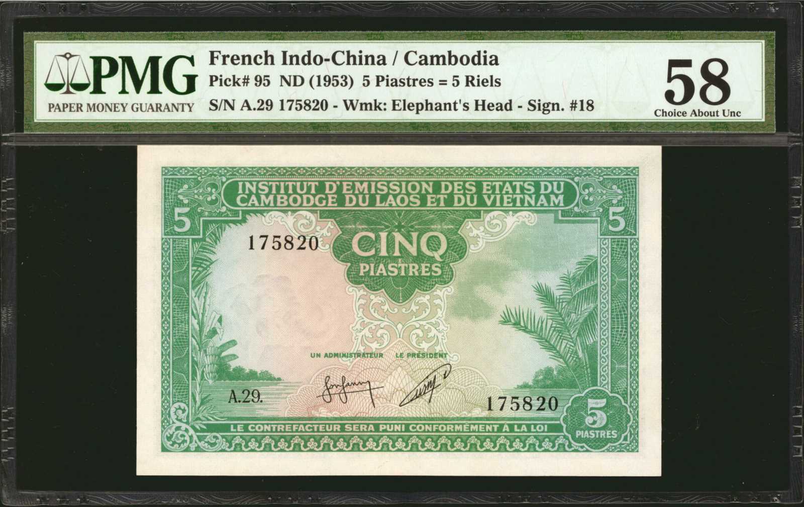image for: French Indo-China  5 piastres(B404as3)