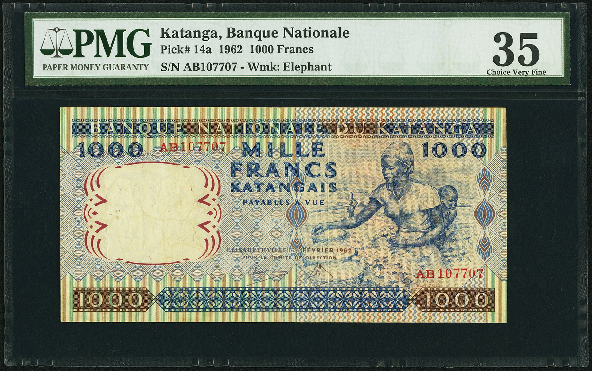 image for: Katanga  1,000 francs(B211a)