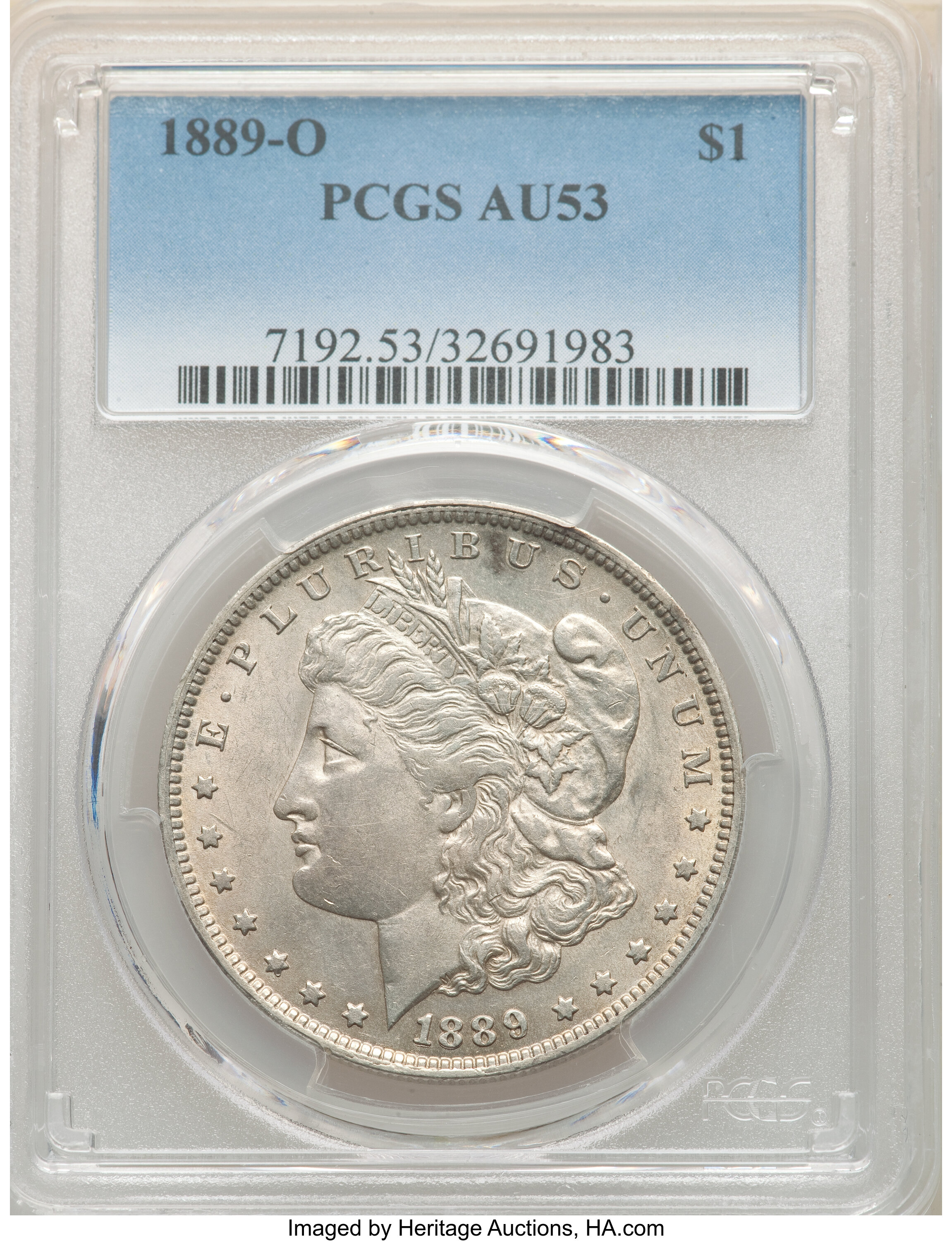 image for: 1889-O $1 VAM-6A, AU53 PCGS. A Hit List 40 Variety. PCGS Population: (178/7653). NGC Census: (188/4831). CDN: $130 Whsle. B...
