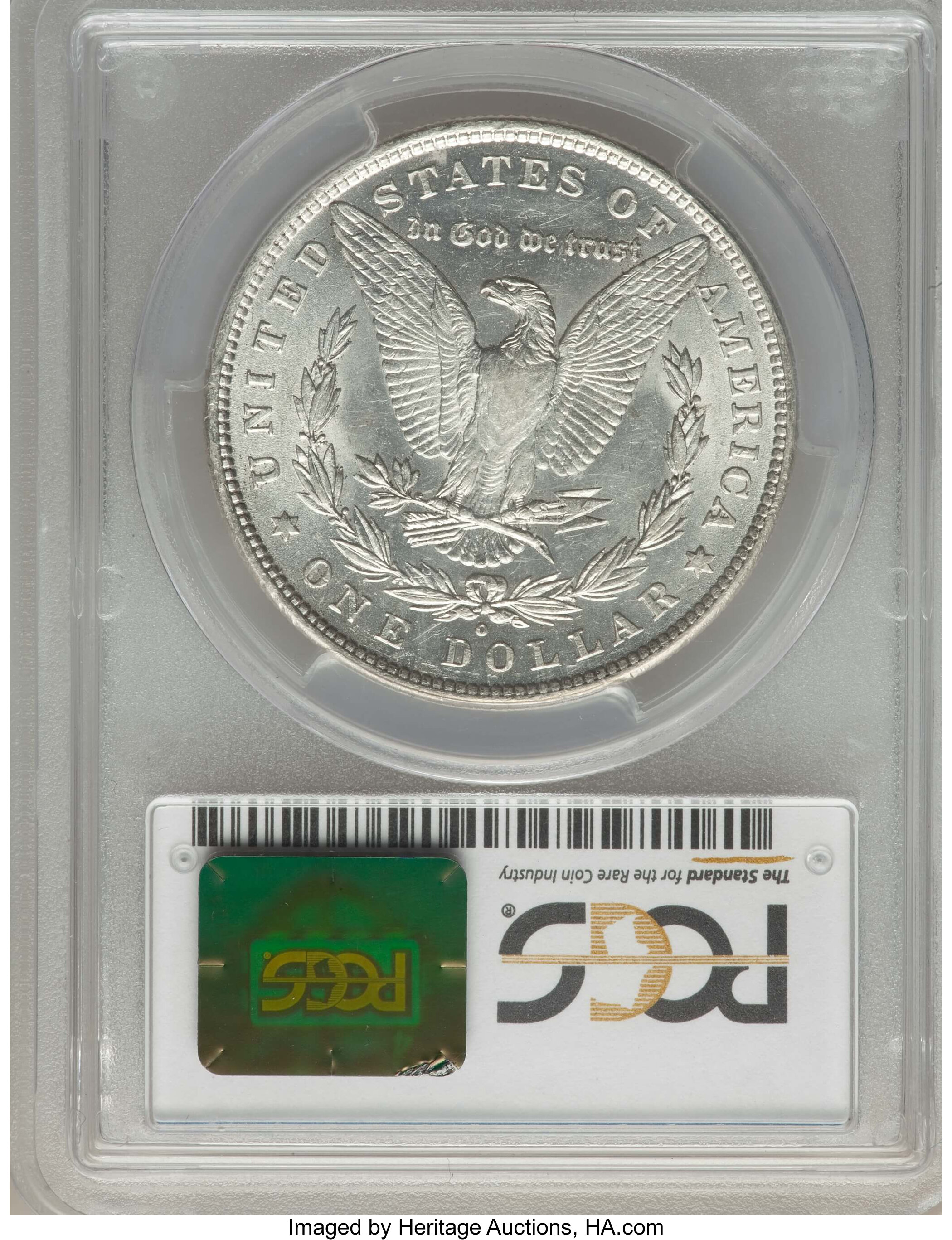 image for: 1880-O $1 Checkmark, VAM-55, Hot-50, AU58 PCGS. PCGS Population: (12/21 and 0/0+). NGC Census: (0/0 and 0/0+). AU58....