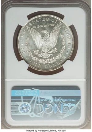 image for: 1880-S $1 8/7, Checkmark, Medium S, VAM-12, MS63 NGC. A Hitlist-40 Variety. NGC Census: (0/0). PCGS Population: (19/95). MS...