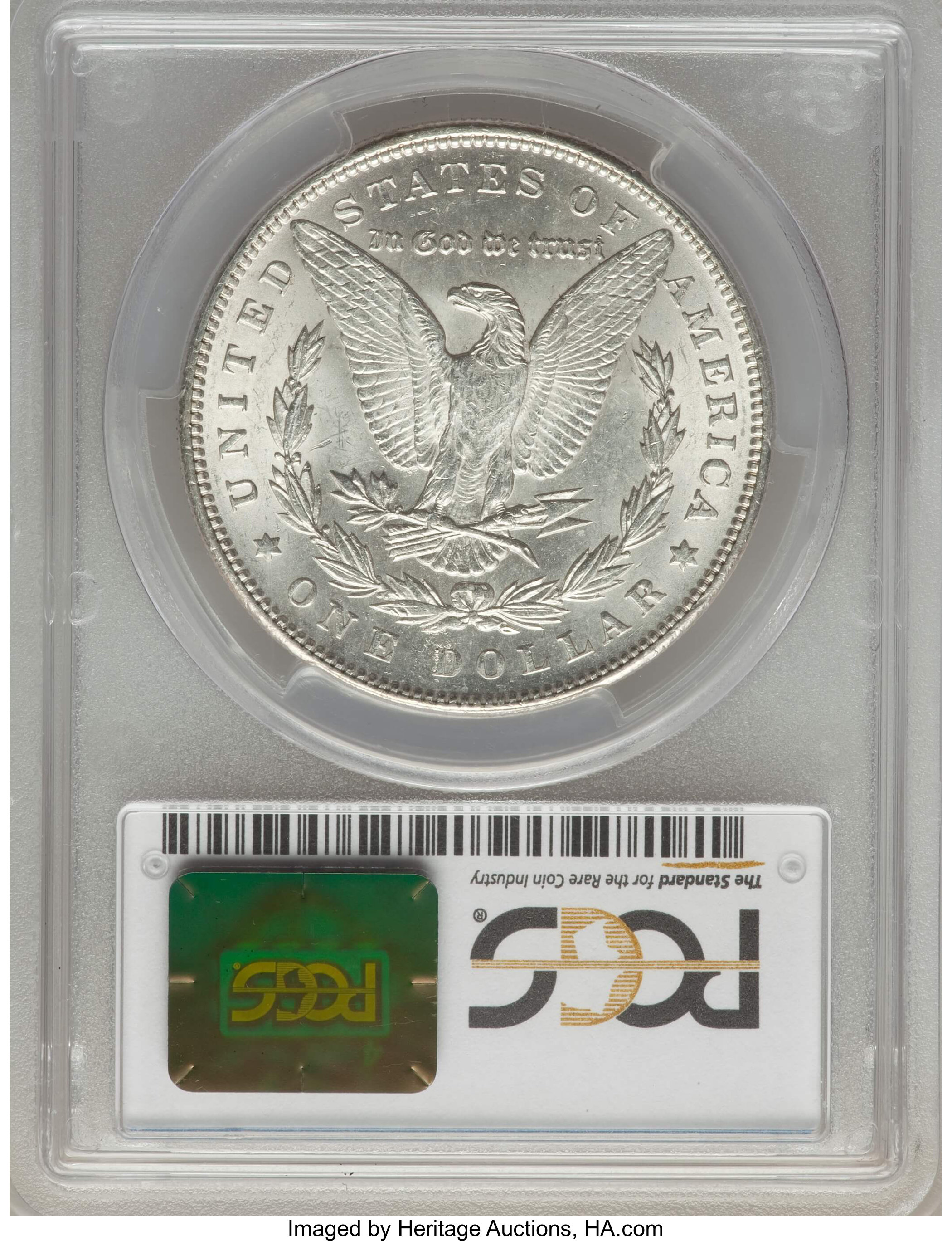 image for: 1889 $1 VAM-5A, Pitted Reverse, Hit List, MS62 PCGS. PCGS Population: (9/23 and 0/0+). NGC Census: (0/0 and 0/0+). MS62....