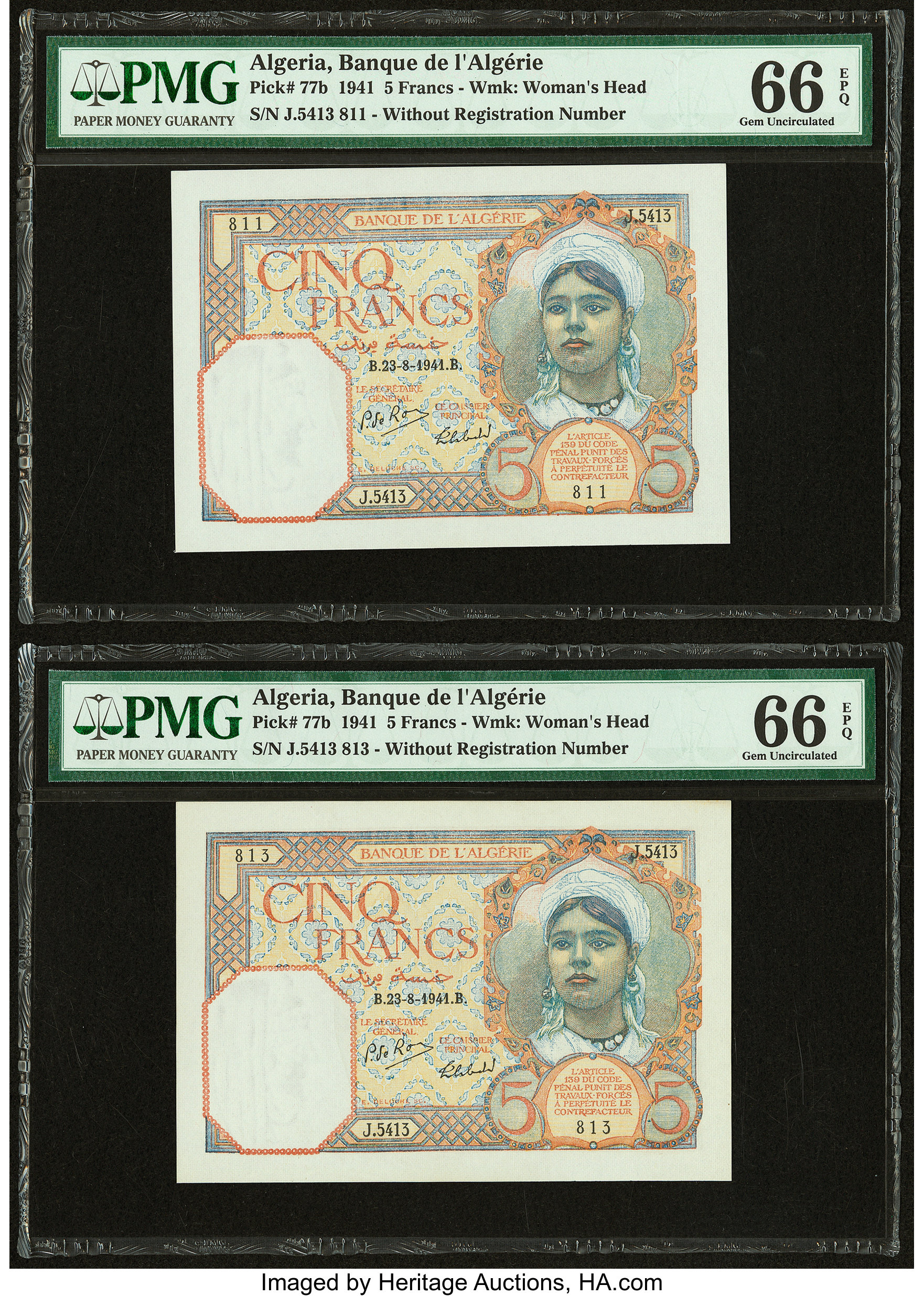 image for: Algeria  5 francs(B123b)