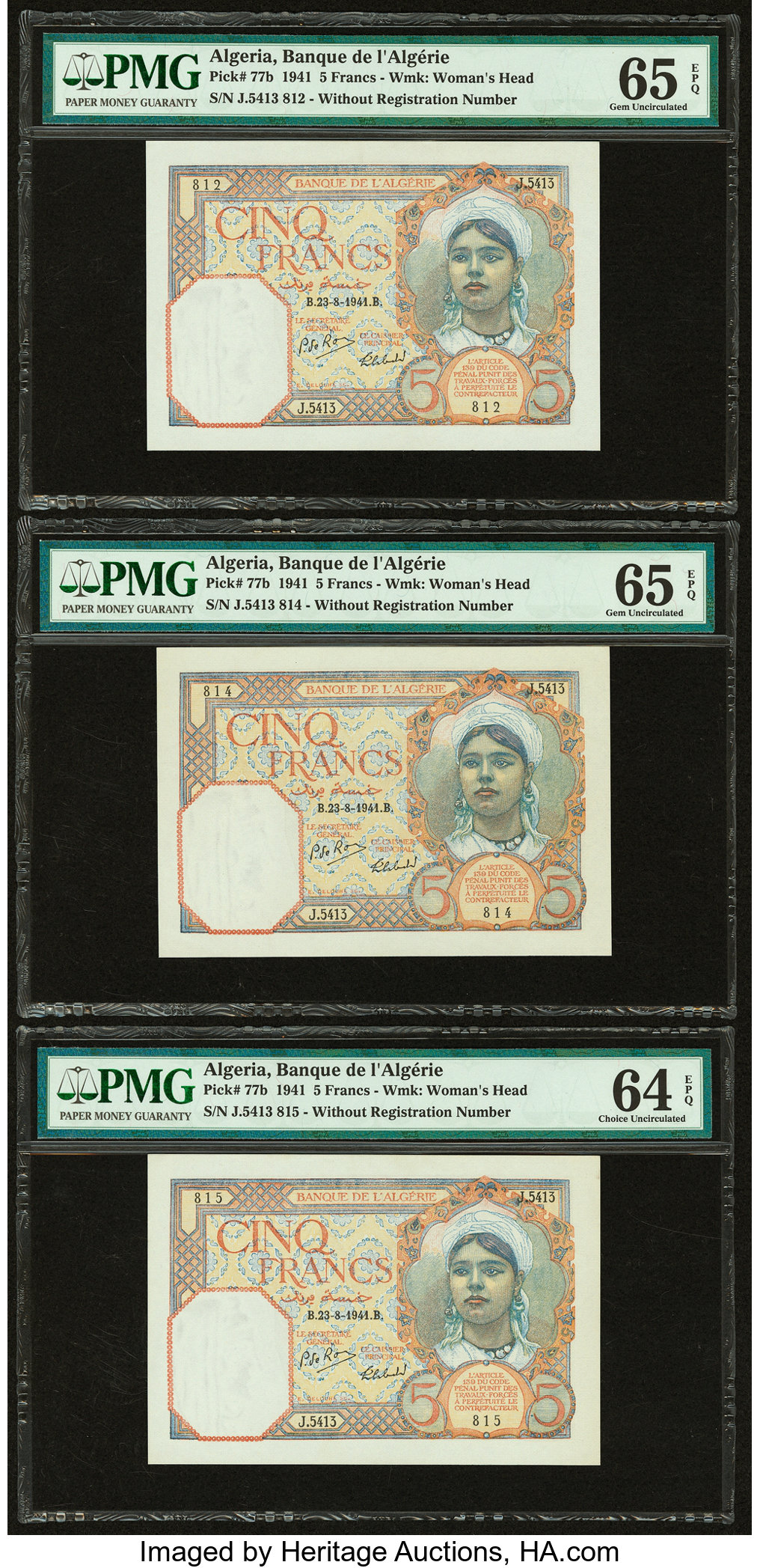 image for: Algeria  5 francs(B123as2)