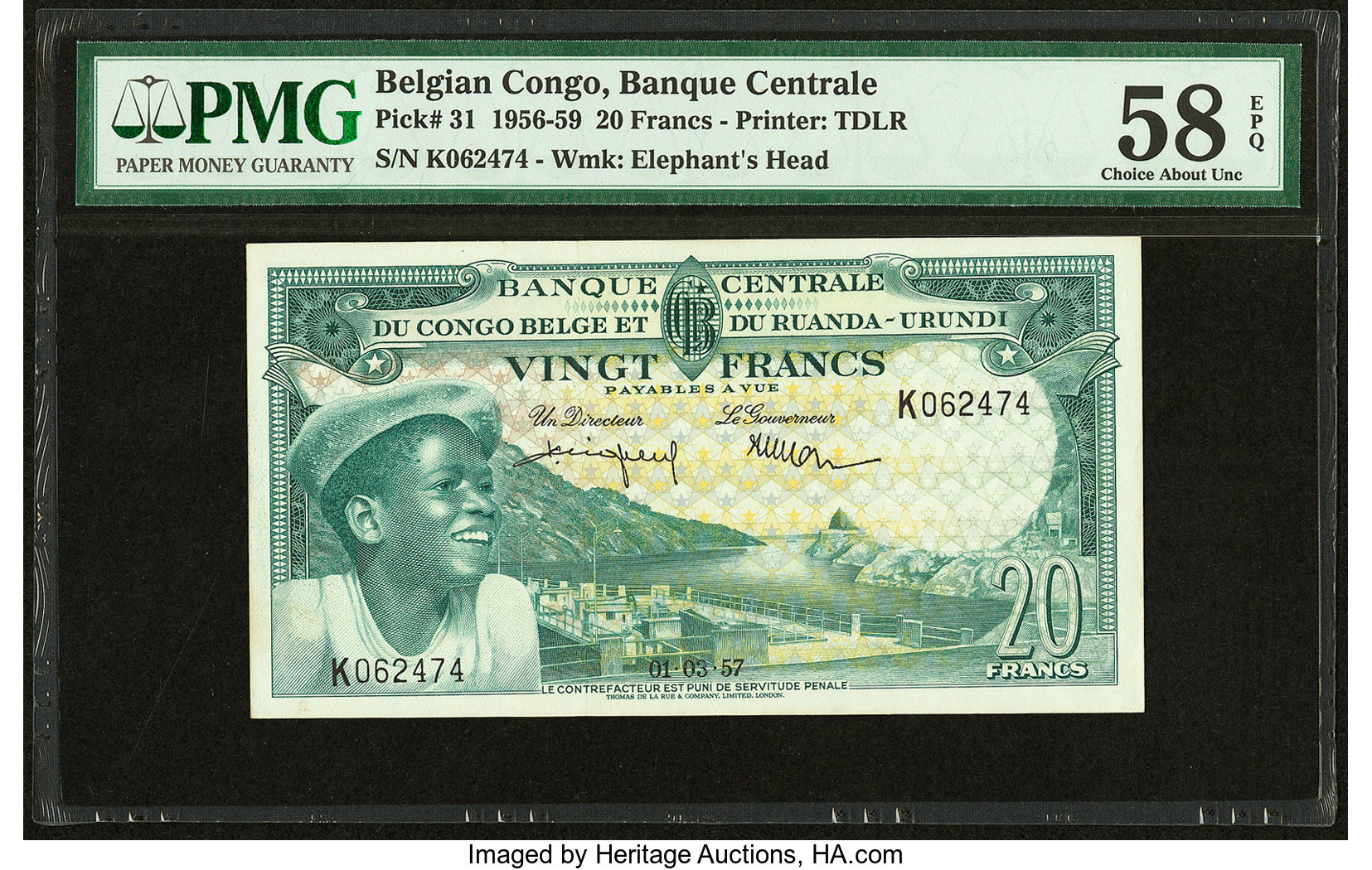 image for: Belgian Congo  20 francs(B311b)