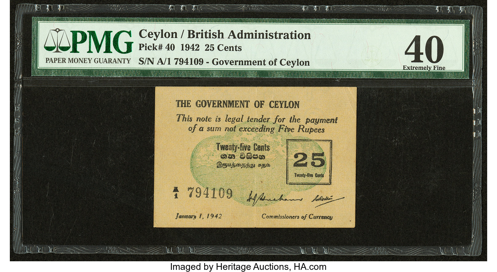 image for: Ceylon  25 cents (B235a)
