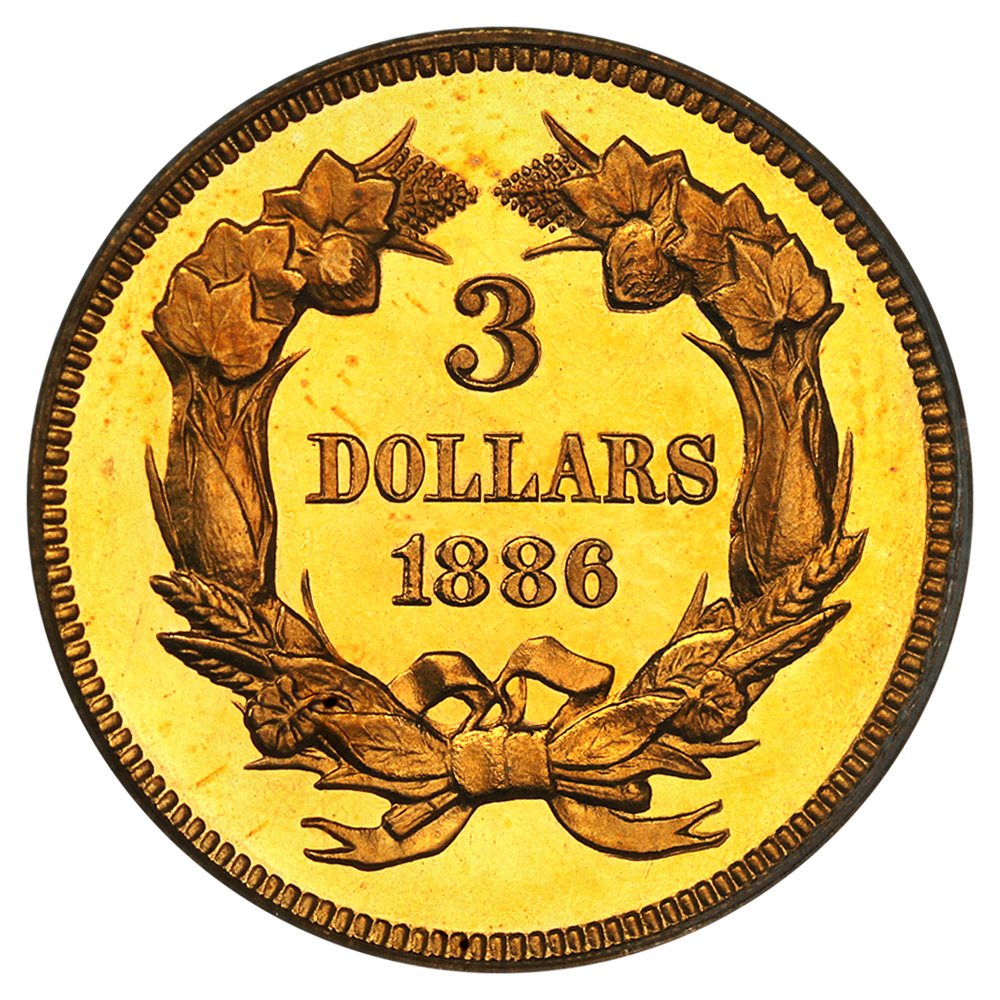 image for: 1886 $3 PCGS/CAC Proof 66 DCAM