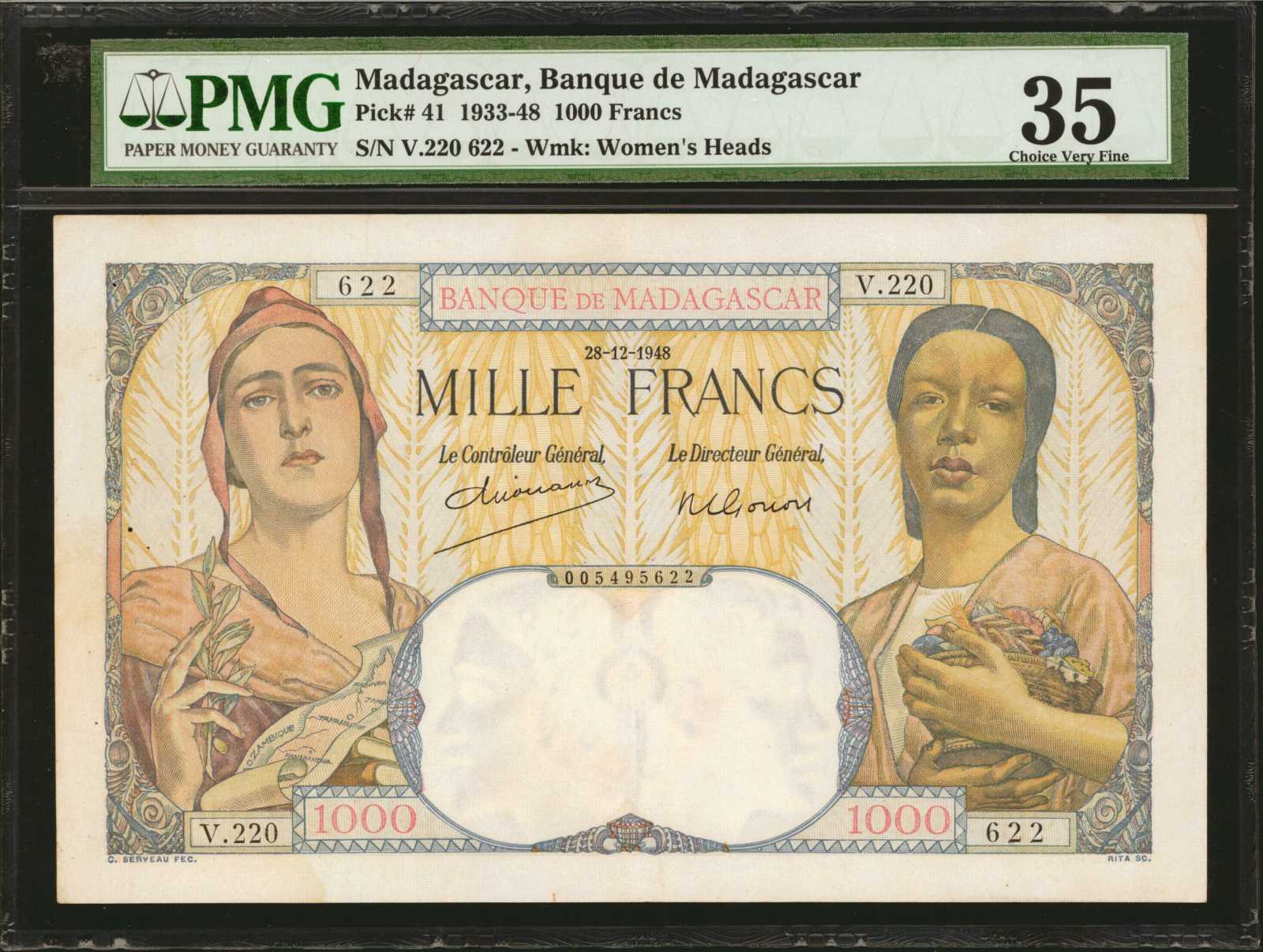 image for: Madagascar  1,000 francs(B208d)