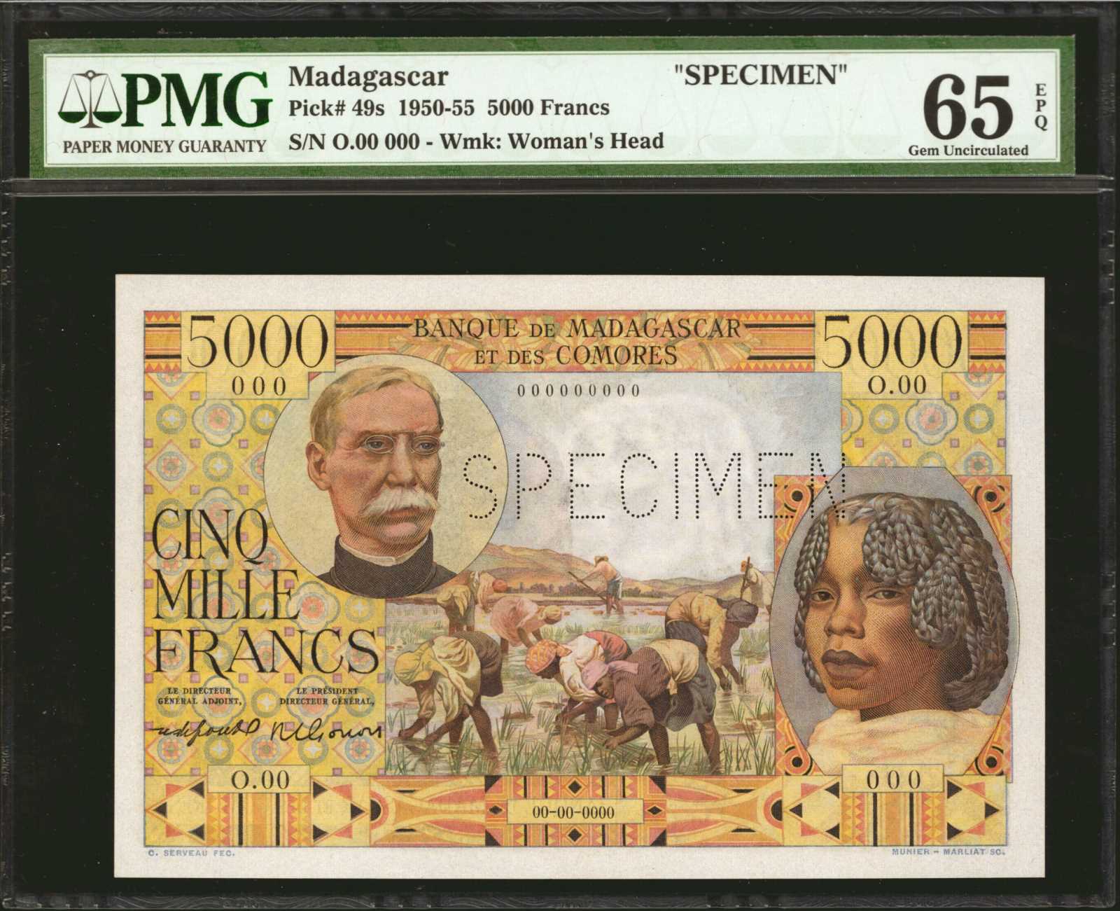 image for: Madagascar and Comoros  5,000 francs(B105b)