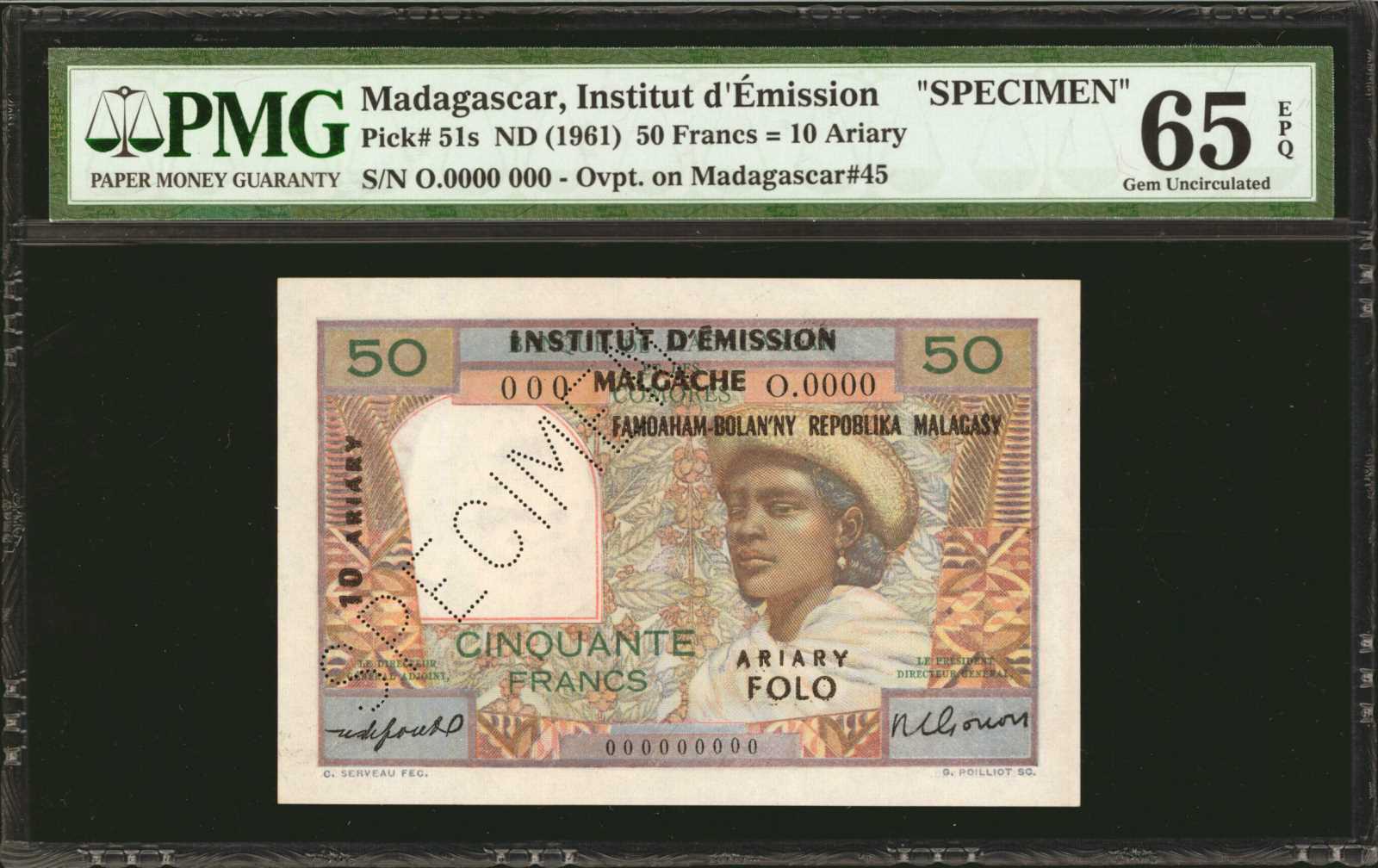 image for: Malagasy Republic  50 francs = 10 ariary(B101a)
