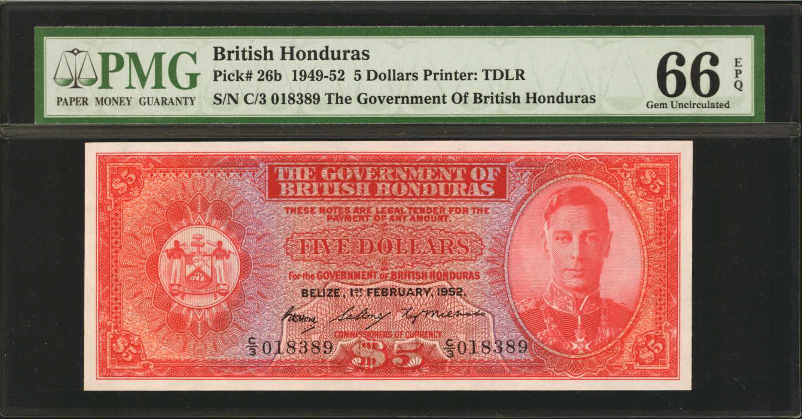 image for: British Honduras  5 dollars (B125as)