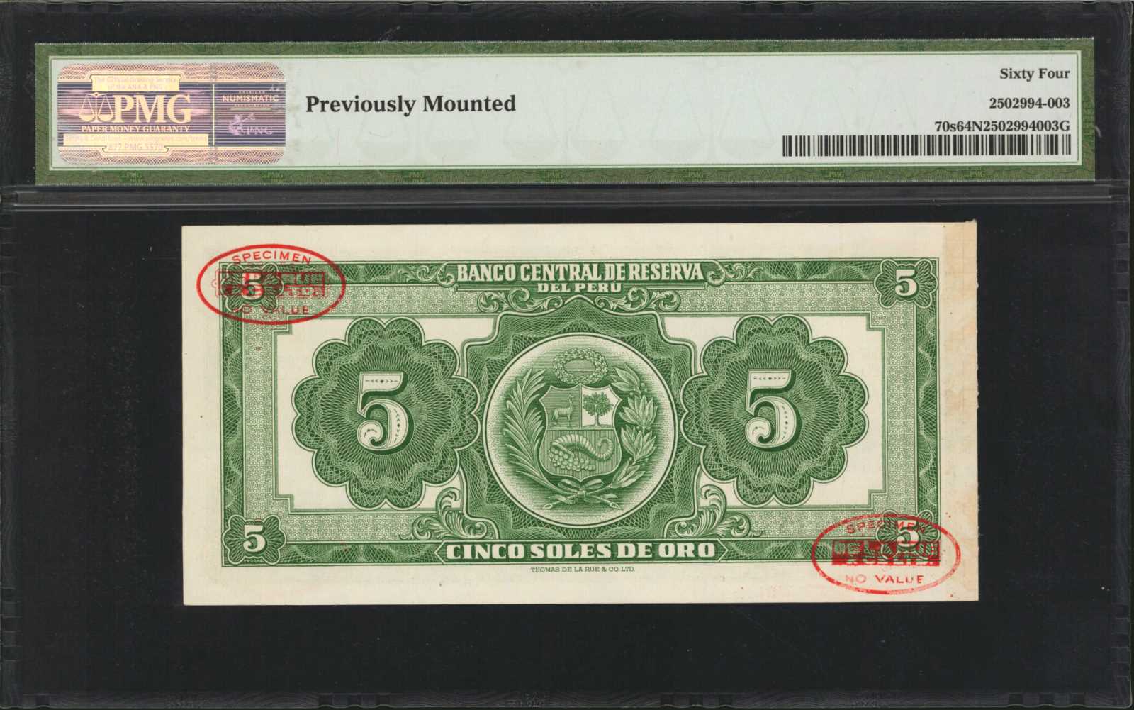 image for: Peru  5 soles de oro(B415b)