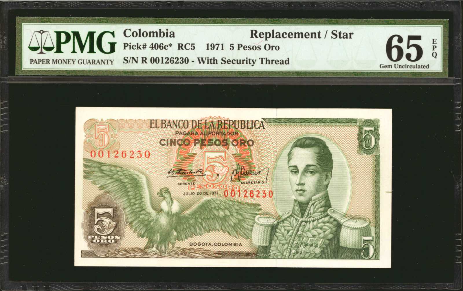 image for: Colombia  5 pesos oro(B949hs)