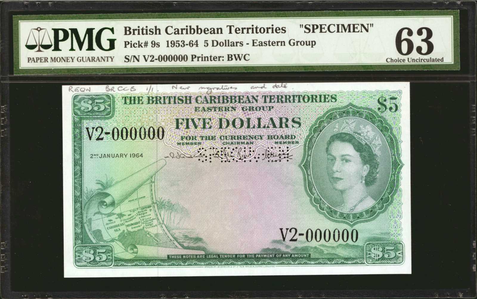 image for: British Caribbean Territories  5 dollars(B109e)