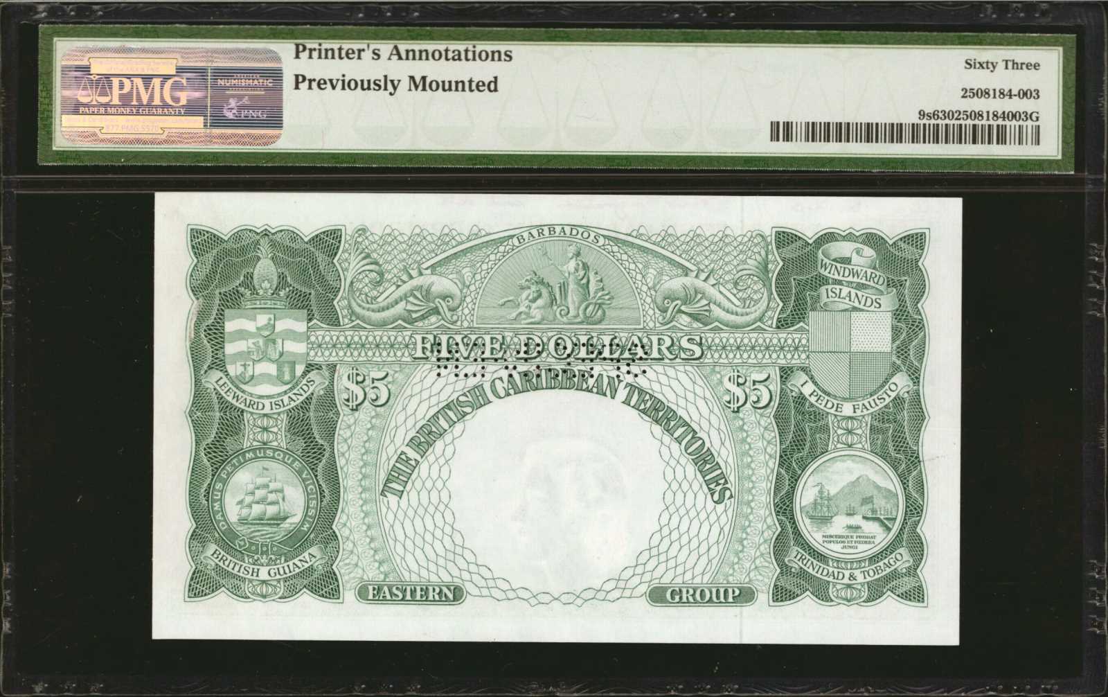 image for: British Caribbean Territories  5 dollars(B109c)