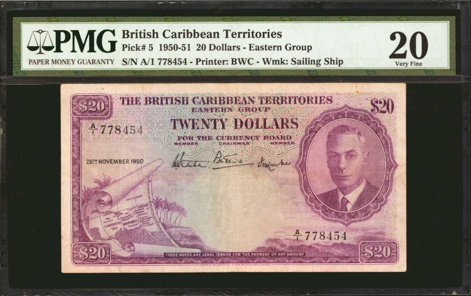 image for: British Caribbean Territories  20 dollars(B105a)