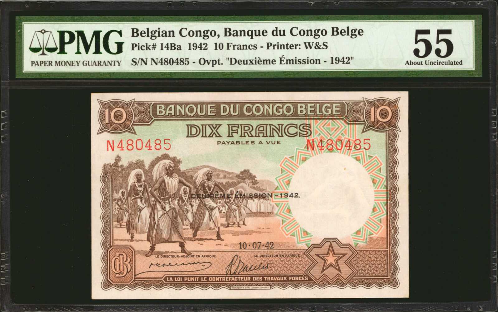 image for: Belgian Congo  10 francs(B213as)