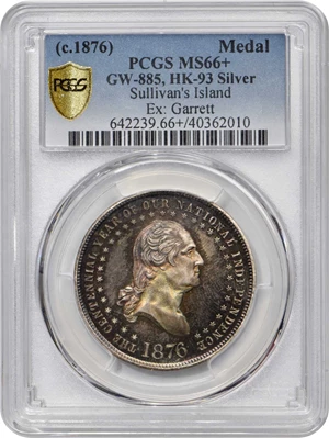 image for: Circa 1876 Sullivan's Island Medal. George Lovett's Battle Series, No. 2. Musante GW-885, Baker-441, HK-93. Silver. Plain edge. MS-66+ (PCGS).
