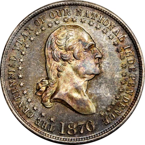 image for: Circa 1876 Harlem Plains Medal. George Lovett's Battle Series, No. 4. Musante GW-887, Baker-443, Silver. HK-99. Plain edge. MS-66 (PCGS).