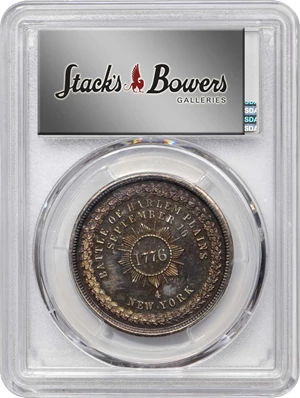 image for: Circa 1876 Harlem Plains Medal. George Lovett's Battle Series, No. 4. Musante GW-887, Baker-443, Silver. HK-99. Plain edge. MS-66 (PCGS).