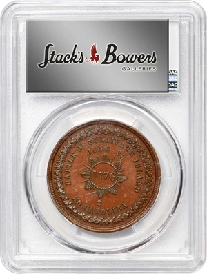 image for: Circa 1876 Sullivan's Island Medal. George Lovett's Battle Series, No. 2. Musante GW-885, Baker-441A, HK-94. Bronzed. Plain edge. MS-65 BN (PCGS).