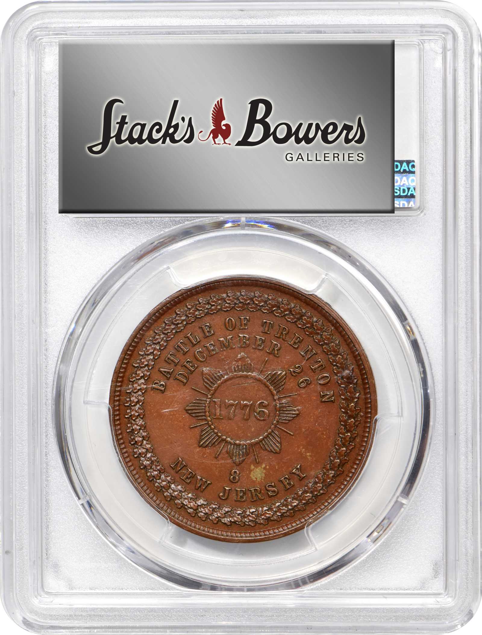 image for: Circa 1876 Trenton Medal. George Lovett's Battle Series, No. 8. Musante GW-891, Baker-447A, HK-112. Bronzed. Plain edge. MS-64 BN (PCGS).