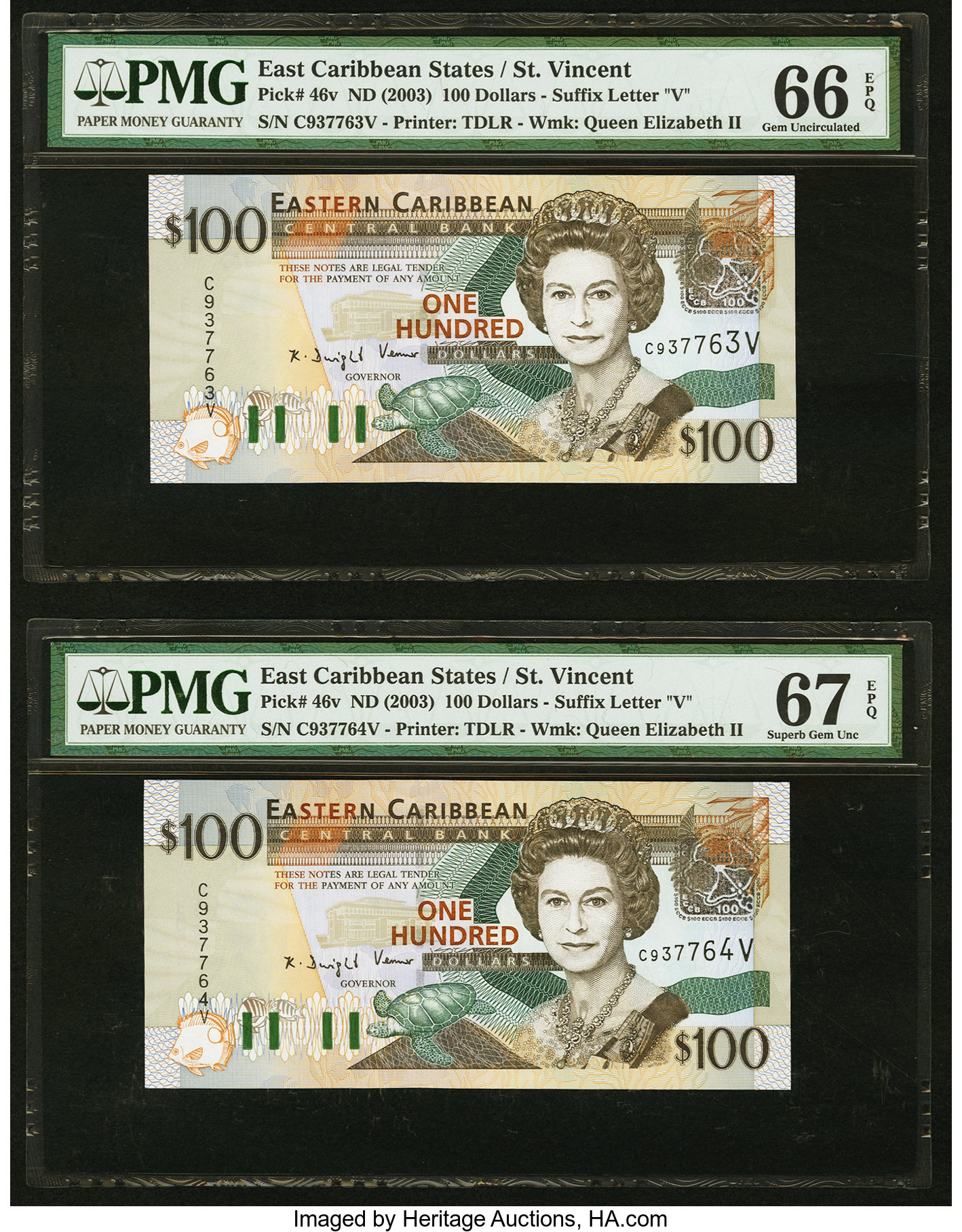 image for: East Caribbean States  100 dollars (B230a)
