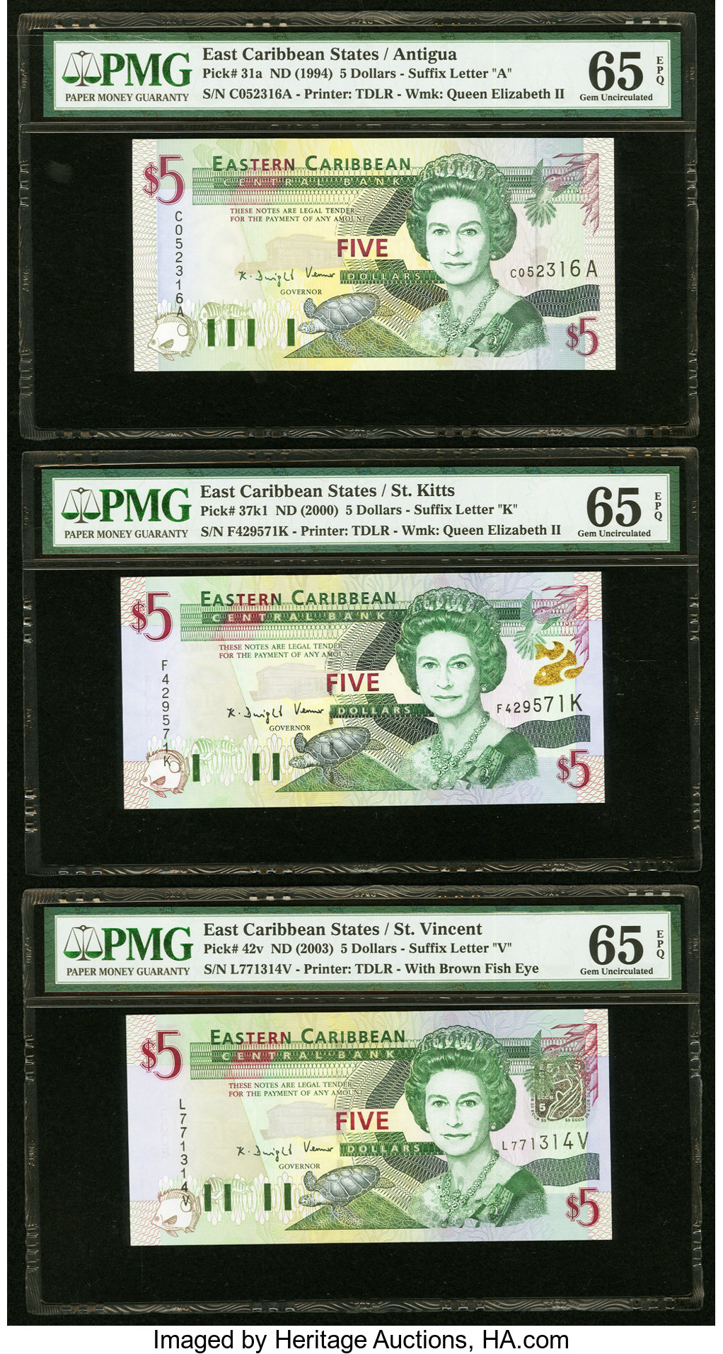 image for: East Caribbean States  5 dollars (B215v)