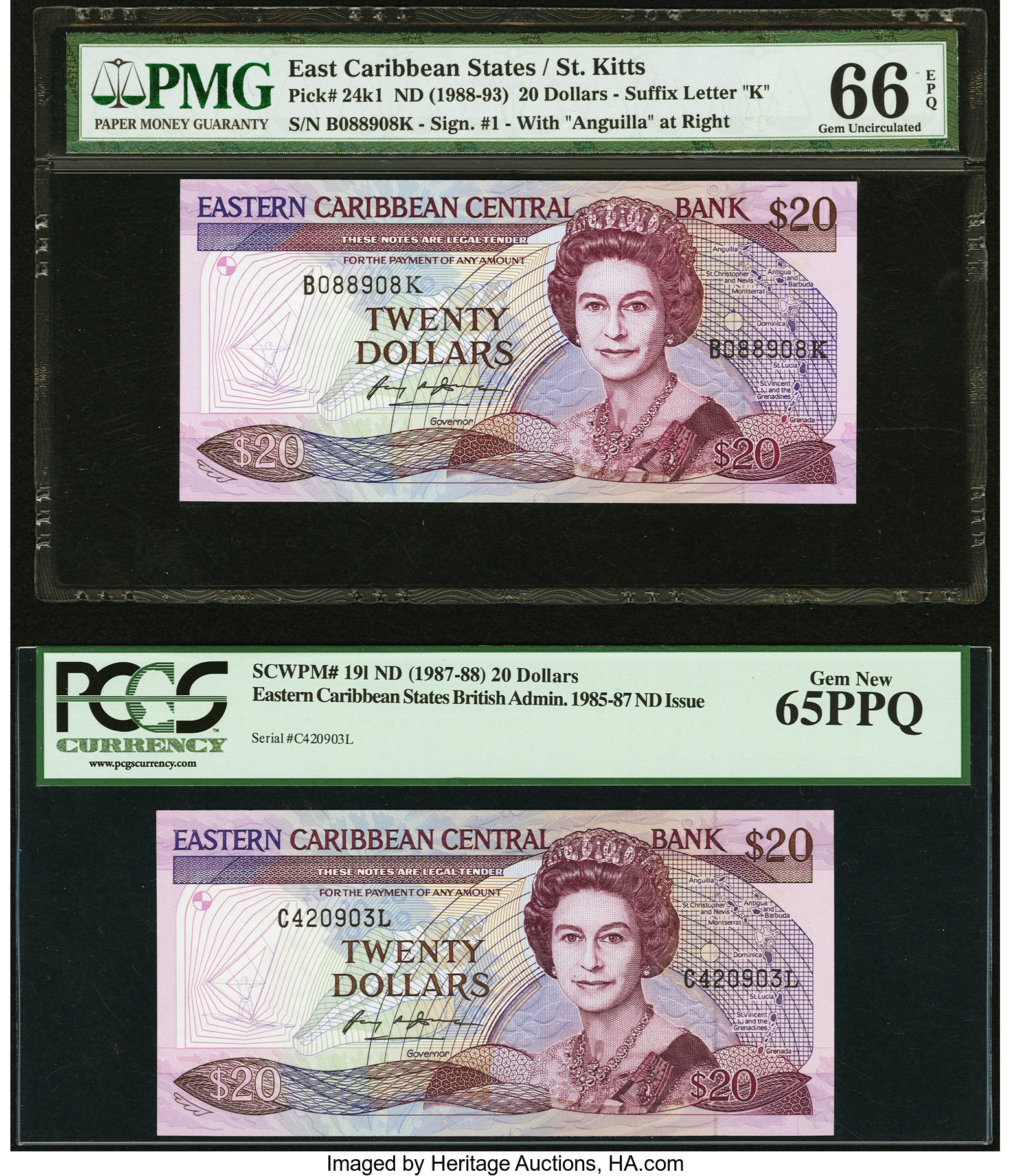 image for: East Caribbean States  20 dollars (B203a)