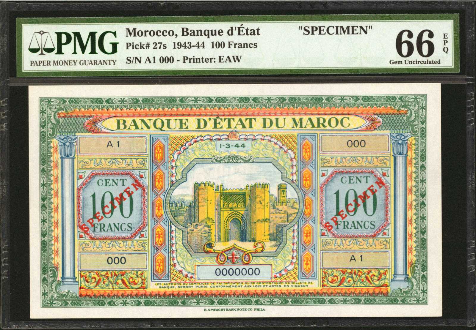 image for: Morocco  100 francs(B221b)