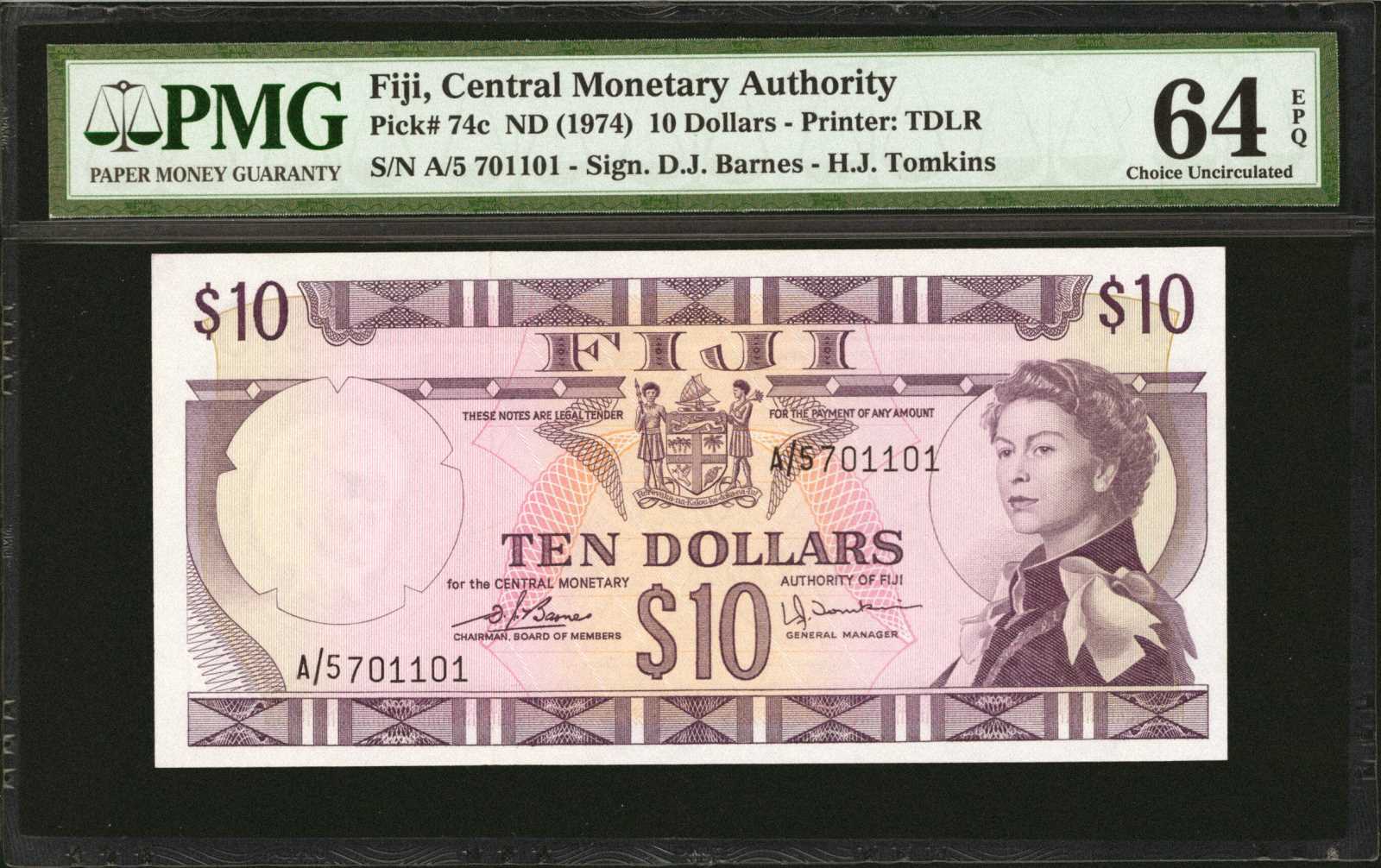 image for: Fiji  10 dollars (B405c)