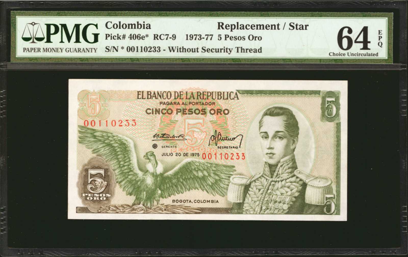 image for: Colombia  5 pesos oro(B949a)