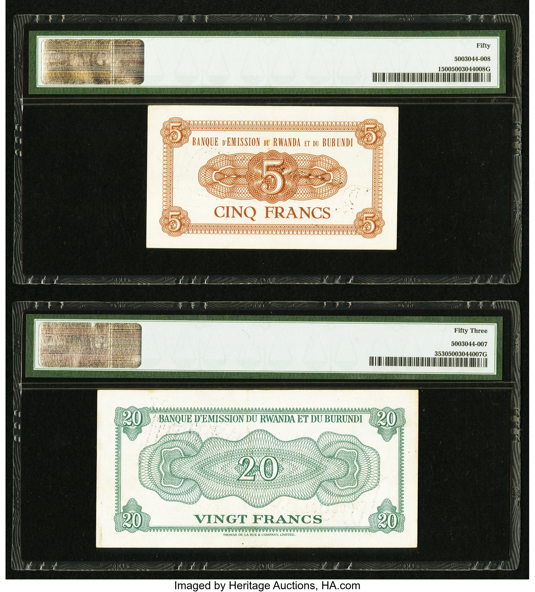 image for: Rwanda and Burundi  5 francs(B101a)
