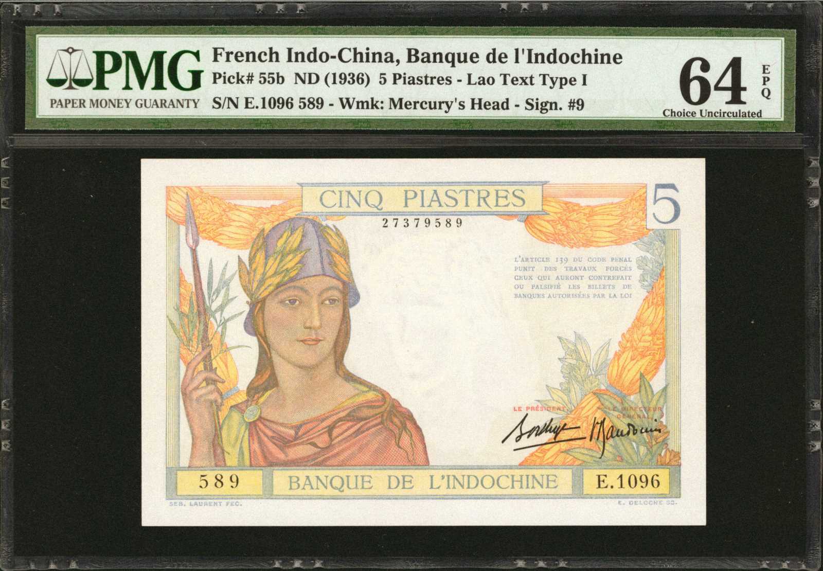 image for: French Indo-China  5 piastres(B142a)