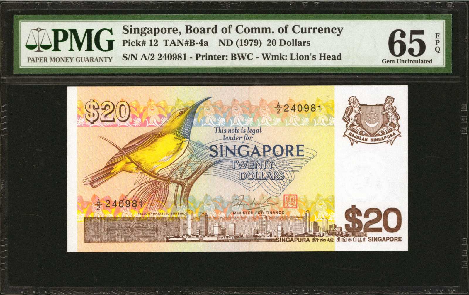 image for: Singapore  20 dollars (B113a)